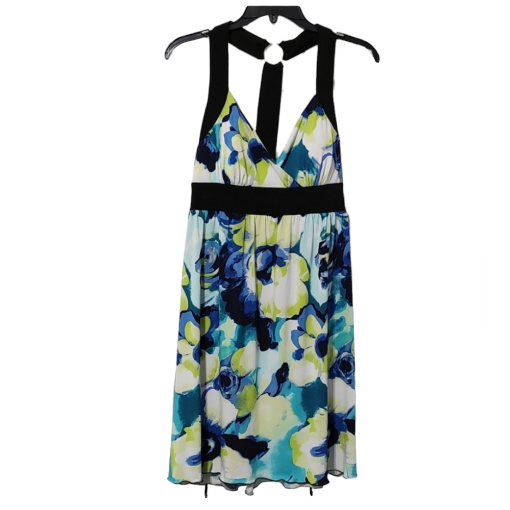 Strapless IZ Byer California Tropical Beach Colors Halter Style Dress sz XL